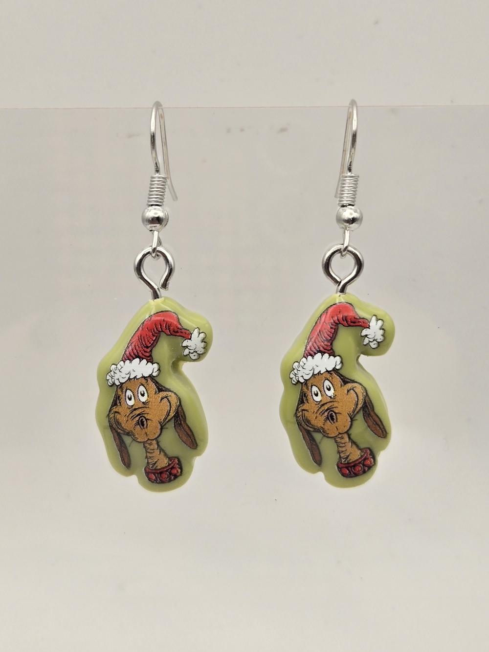 Festive Max Character Drop Earrings in Green and Red- Grinch